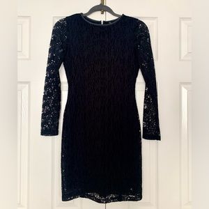 Black unlined long sleeve cocktail dress size 0 by Andrew Marc